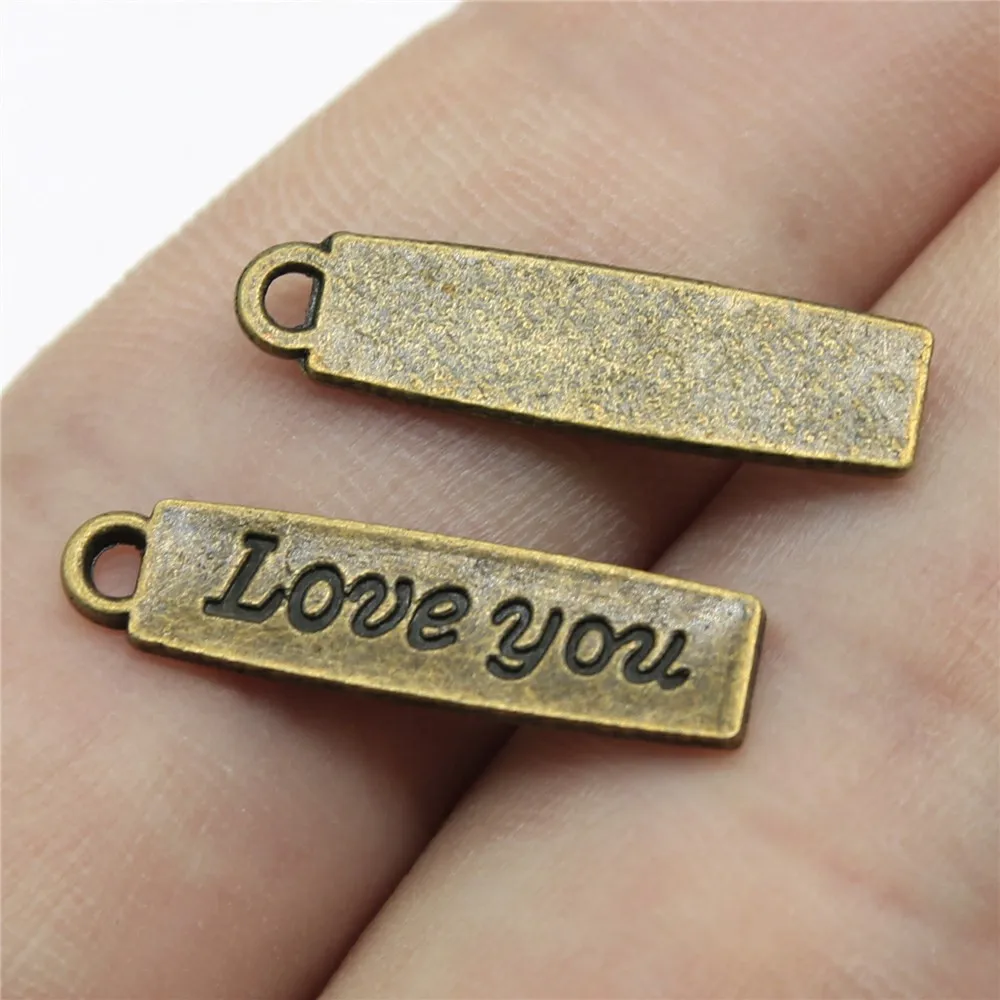 WYSIWYG 20 шт 21x5 мм винтажные Подвески с надписью Love You для изготовления ювелирных