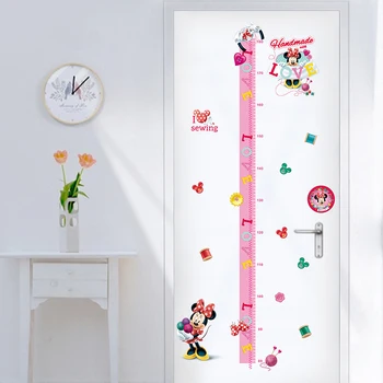 

cartoon minnie mickey mouse growth chart height measure kids baby nursery bedroom wall sticker decorative home decals diy decor