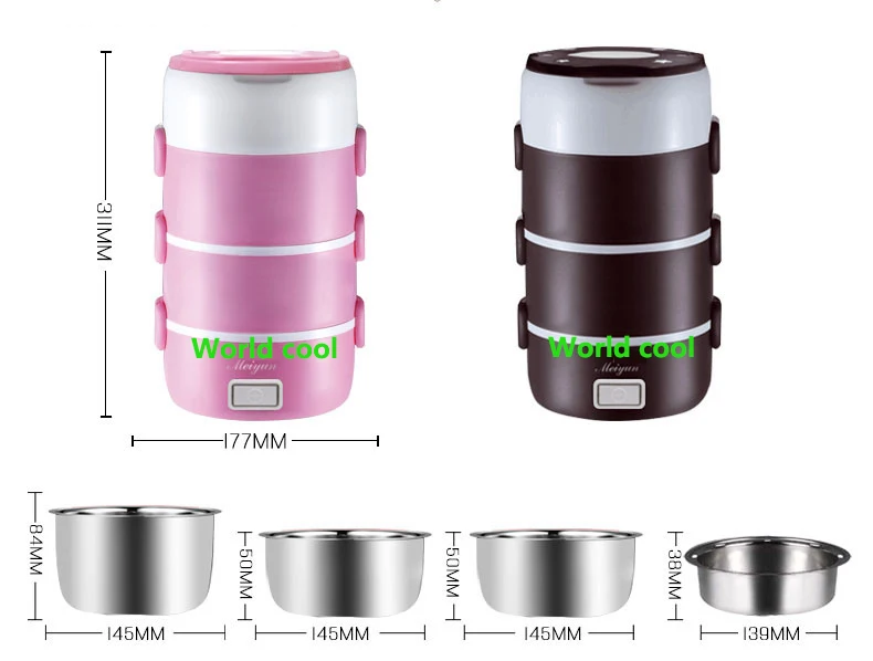 

Mini Electric Rice Cooker Stainless Steel 4 Layers Steamer Portable Meal Thermal Heating Lunch Box Food Container Warmer