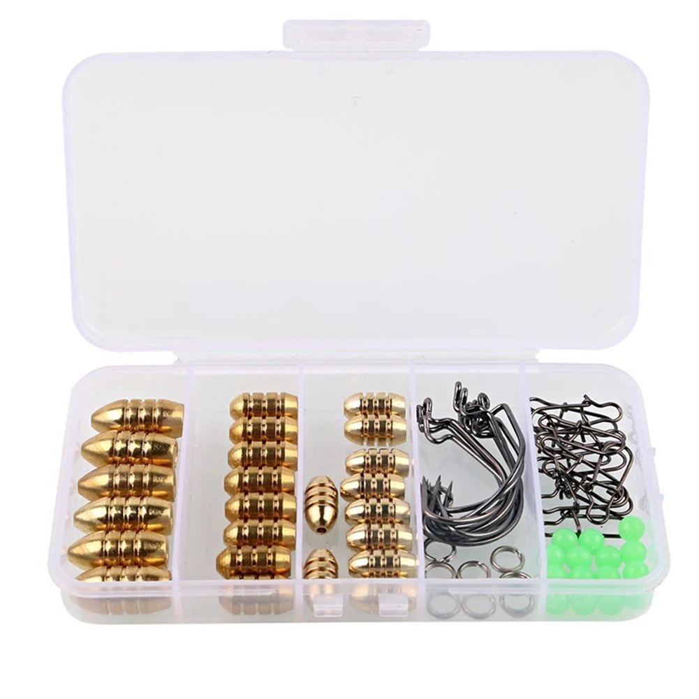 

70PCS Set Fish Tackle Kit Fishing Sinkers Weights Jig Hook Swivel Ring Connector