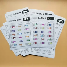 Libro de trabajo de aprendizaje preescolar para niños, libro de ejercicio para colorear con palabras Flash fonética en inglés, 210 páginas