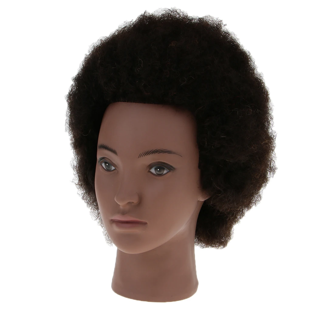 Cosmetology Afro Mannequin Heads w/ Human Hair for Braiding Cornrow Practice