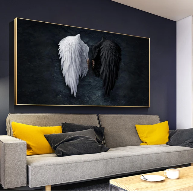 Compre Fantasia anjo tela esticada para sala de estar quarto casa poster  impressões abstratas anime pintura arte homem misterioso asa galeria  decoração