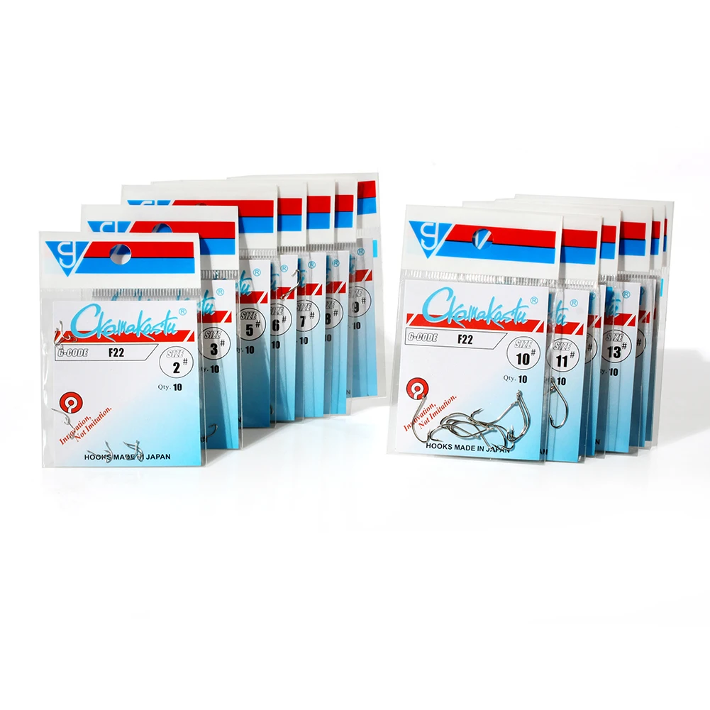 Gamakatsu 10 piezas/30 piezas 2 # -15 # anzuelos de pesca silverSeries de acero rico en carbono, anzuelos de pesca con plantilla de alta eficiencia