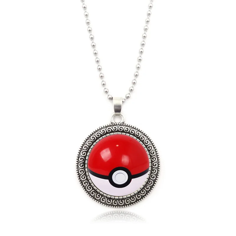 

Accessories Pokemon Pet Elf Time Stone Necklace Silver Bead Necklace Glass Pendant