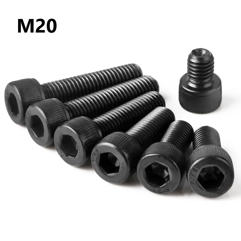 

M20 Bolt 12.9 Grade Alloy Steel Black Hexgon Socket Screw M20*30 35 40 45 50 90 100mm Black Screw Full Thread