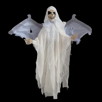 

Halloween Small Hang Ghost Linen Ghosts Electric induction Horror Props Haunted House Bar KTV Luminous Skeleton Pendant
