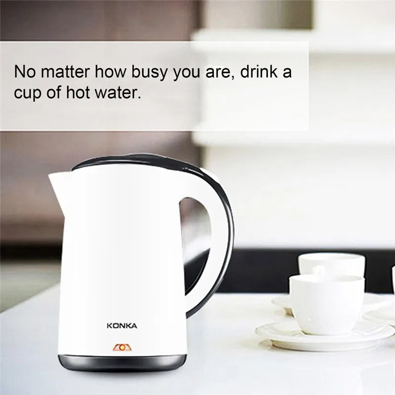 KONKA Stainless Steel Electric Water Kettle High Power Double Layers Scald Proof Kettle Auto-off Quick Electric Boiling Pot