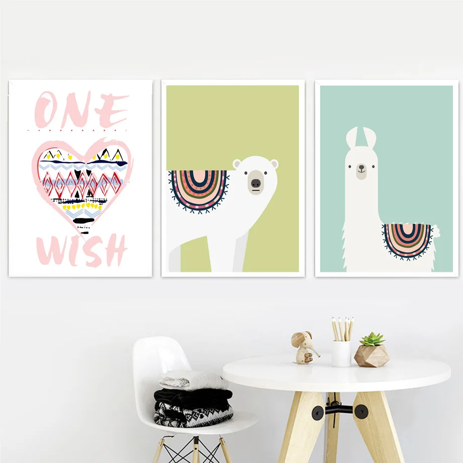 Kids-Baby-Room-Alpaca-Bear-Wall-Art-Canvas-Painting-Nordic-Posters-and-Prints-Pop-Art-Wall (1)