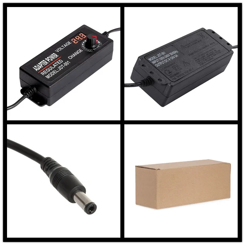 Adjustable AC to DC 3V 5V 6V 9V 12V 15V 18V 24V Universal Adapter Display Screen Voltage Regulated Power Supply Adatpor 12 24 V