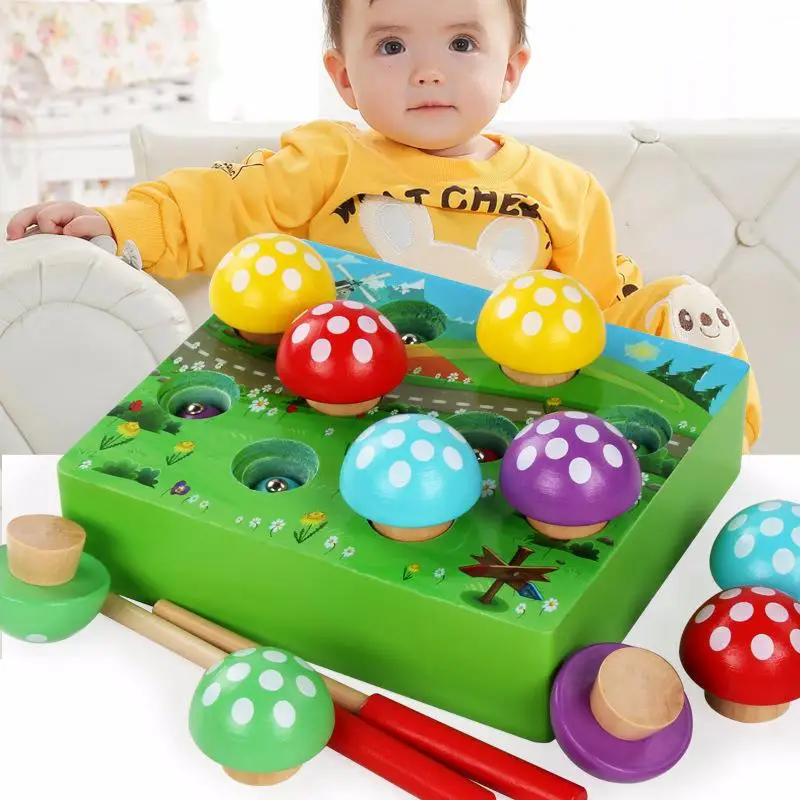  Mushroom forest magnetic children's insect catching game building block baby wooden educational toy