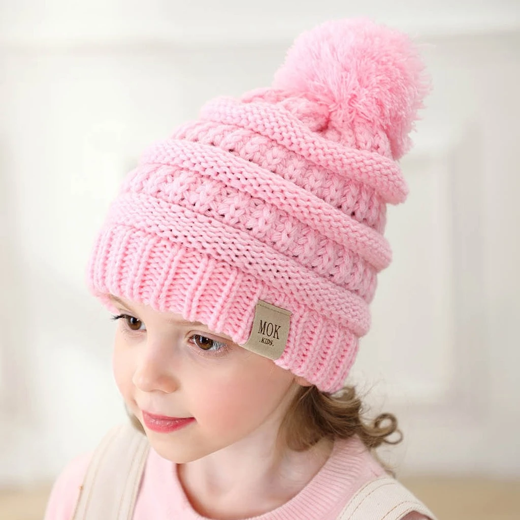 New Fashion Newborn Cute Baby Beanies Boys Girls Winter Keep Warm Hat Kids Knitted Wool Hemming Hat Fit Boy Cap Knitted 904