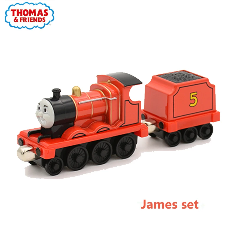 Genunie Томас и Друзья 1:43 поезд карета набор Sodor остров автомобилей модель Металлические Магнитные рождественские подарки игрушки для детей - Цвет: James set
