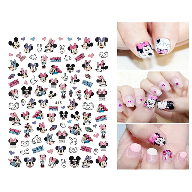 1PCS Disney Cartoon Anime Collection Star Design Nail Sticker Mickey Mouse Donald Duck Lion King Mermaid Stitch Nail Slider WG415