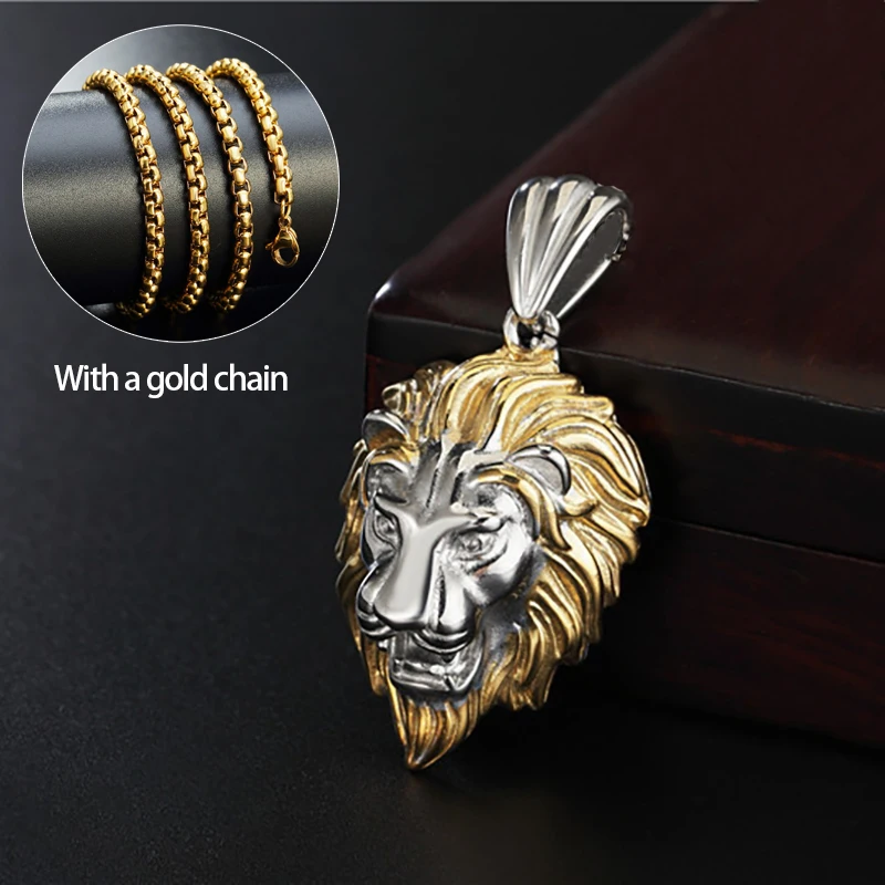 Details about   Lion Head Pendant Men's Necklace For Women 3mm Box Chain Stainless Steel Choker