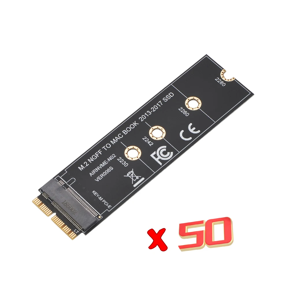 50 шт. M key M.2 NGFF PCIe AHCI SSD адаптер карты для MACBOOK Air 2013 2014 2015 2017 A1465 A1466 Pro A1502 A1419 M2 Macbook