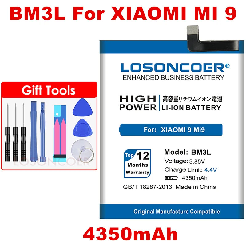 

LOSONCOER 4450mAh BM3L Replacement Li-ion Backup Battery for Xiaomi 9 MI9 M9 MI 9 Phone +Quick Arrive+Free Tools Kit