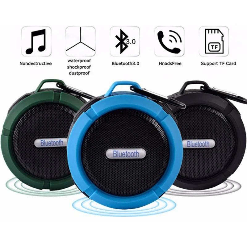 

Outdoor Bluetooth Portable Music Speaker Small Water Resistant Wireless Sound Box Subwoofer USB Power Cable Sucker Carabiner