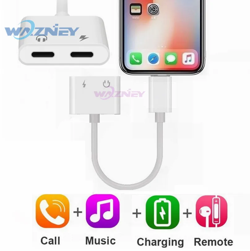 8 pin для iphone до 3 5 мм двойной разъем Aux Наушники Аудио Сплиттер Адаптер 11 pro max X Xs