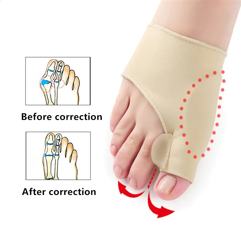 1Pair Big Bone Orthopedic Bunion Correction Pedicure Socks Silicone Hallux Valgus Corrector Braces Toes Separator Feet Care Tool