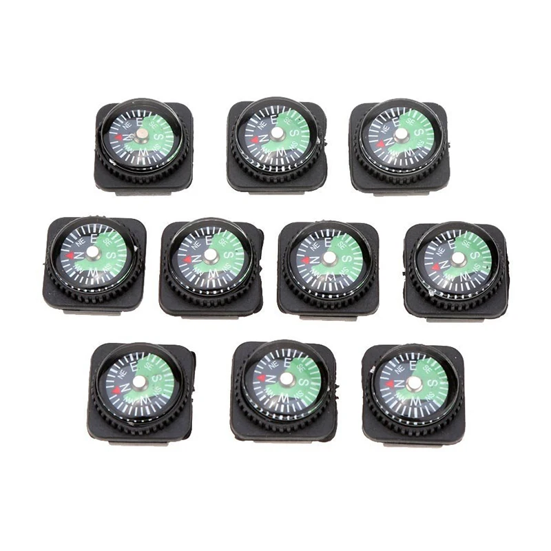 

10 pcs Mini Oil Filled Push Compass Set for Bracelets or Parachute cord Bracelets Outdoor Camping Hiking Trips Emergency Survi