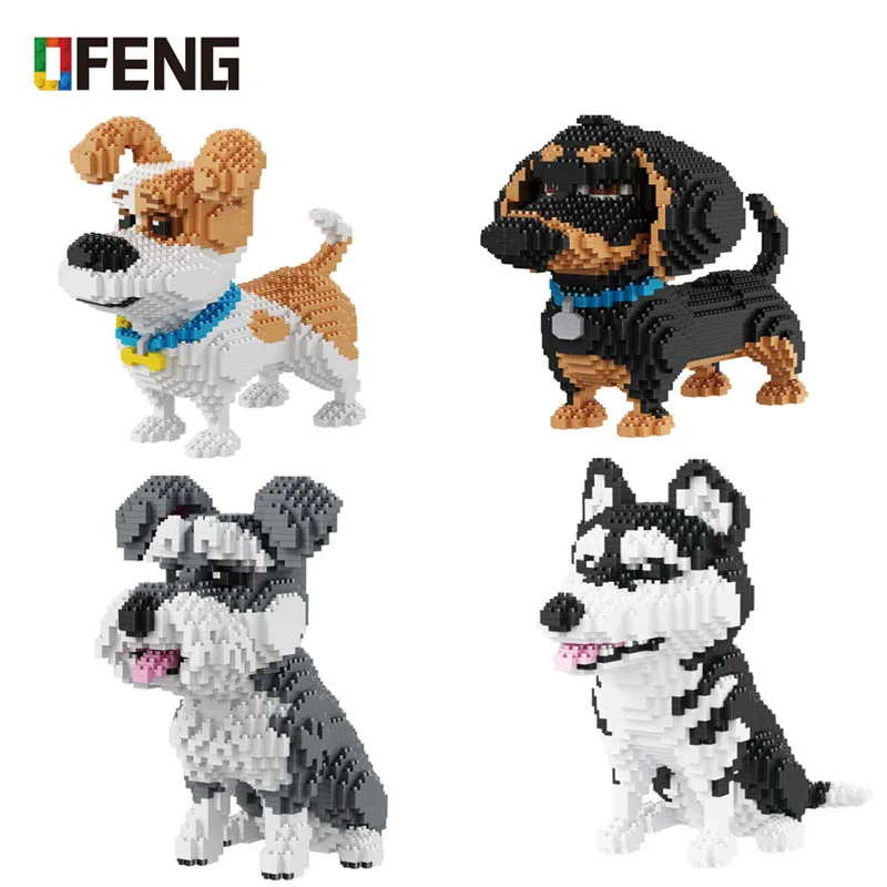 Photo Product Cartoon Dog Mini balody Dachshund Model Block Building Assembly brinquedos Brick Educational Toy For Children Gifts 16014