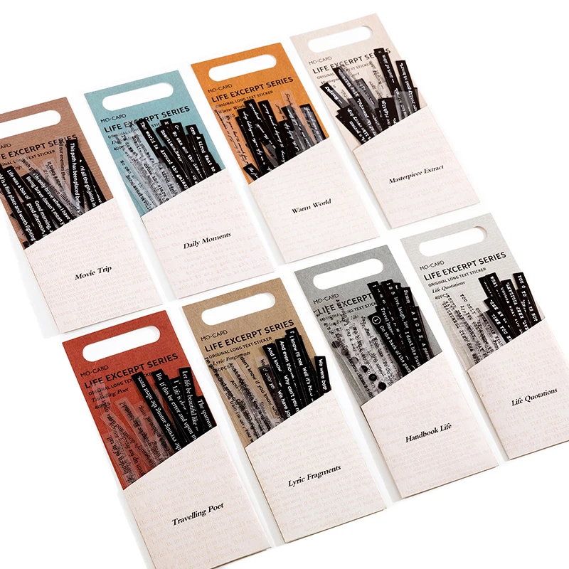 40 pcs/pack Strip English Stickers pack DIY Decorative Scrapbooking material Black white text Poems Diary Album Craft Supplies decorative stickers decorative labels stickers stationery stickers self adhesive stickers adhesive stickers paper stickers cartoon stickers diy scrapbooking accessories