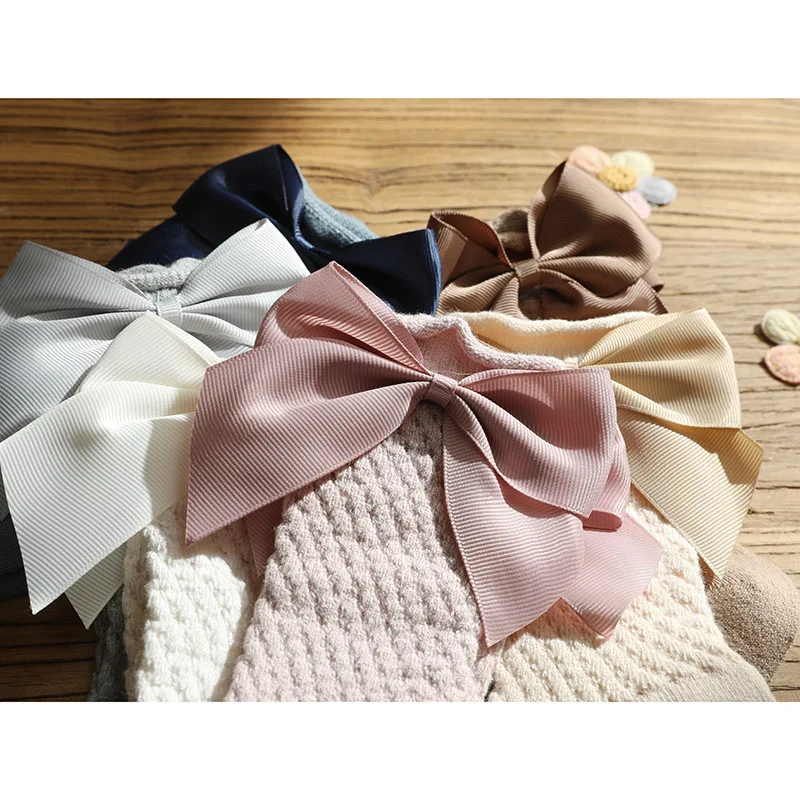 Children Big Bow Socks Kids Girls Princess Toddlers Long Knee High Socks Hollow Out Baby Floor Spanish Pineapple Style Socken