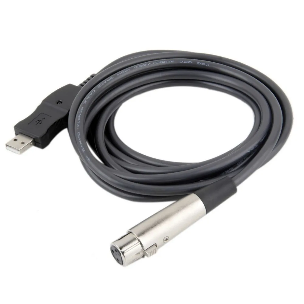 2Pcs XLR Cable 3m 9FT Black xlr Female to USB Male Cord Adapter Microphone Link USB line Plug DIY Electronic