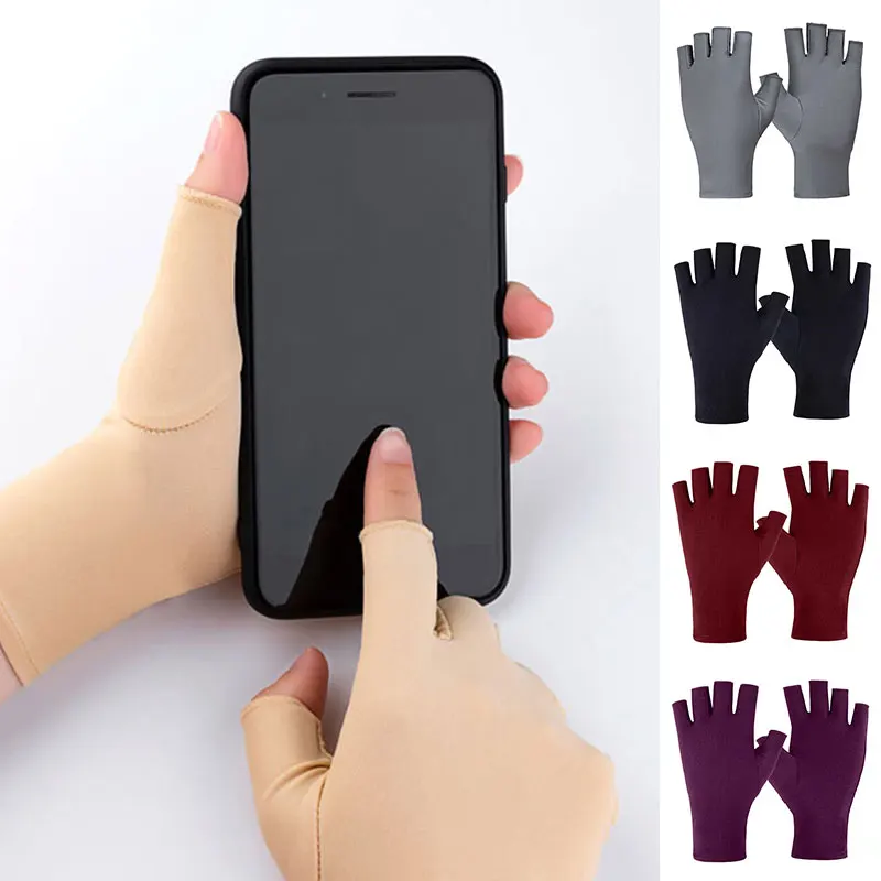 Women Half Fingers Gloves Summer Breathable Thin Semi-Finger Driving Glove Solid Sunscreen Anti-Uv Fingerless Glove fingerless gloves half finger gloves sunscreen gloves sun protection gloves