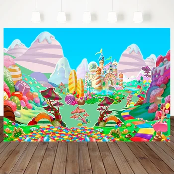 

Ice Cream Theme Baby Shower Backdrop Candy Castle Girl First Birthday Party Decorations Background for Photography