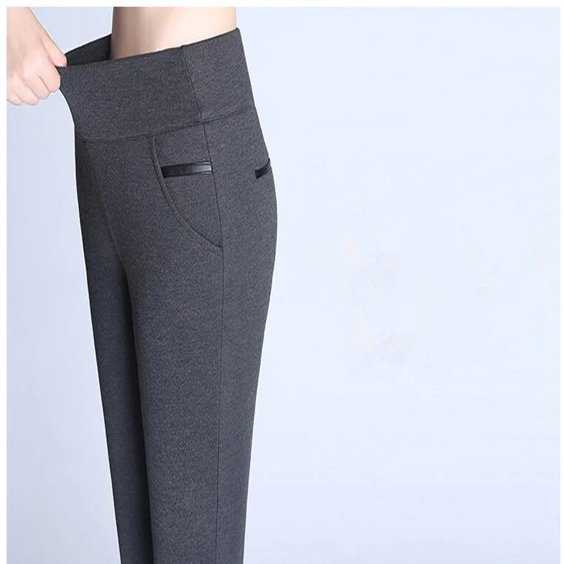 Grey Legins Babbytoro/женские леггинсы из плотного теплого флиса,, толстые джеггинсы с высокой талией, брюки, большие размеры 5XL 4XL S, черные, синие, серые леггинсы - Цвет: Grey Legins