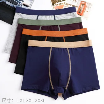 

4 Pcs/lot Men Breathable Underwear Boxers Cotton Flat Panties Underwear Underpants Plus Size XXXL Comfortable calzoncillo hombre