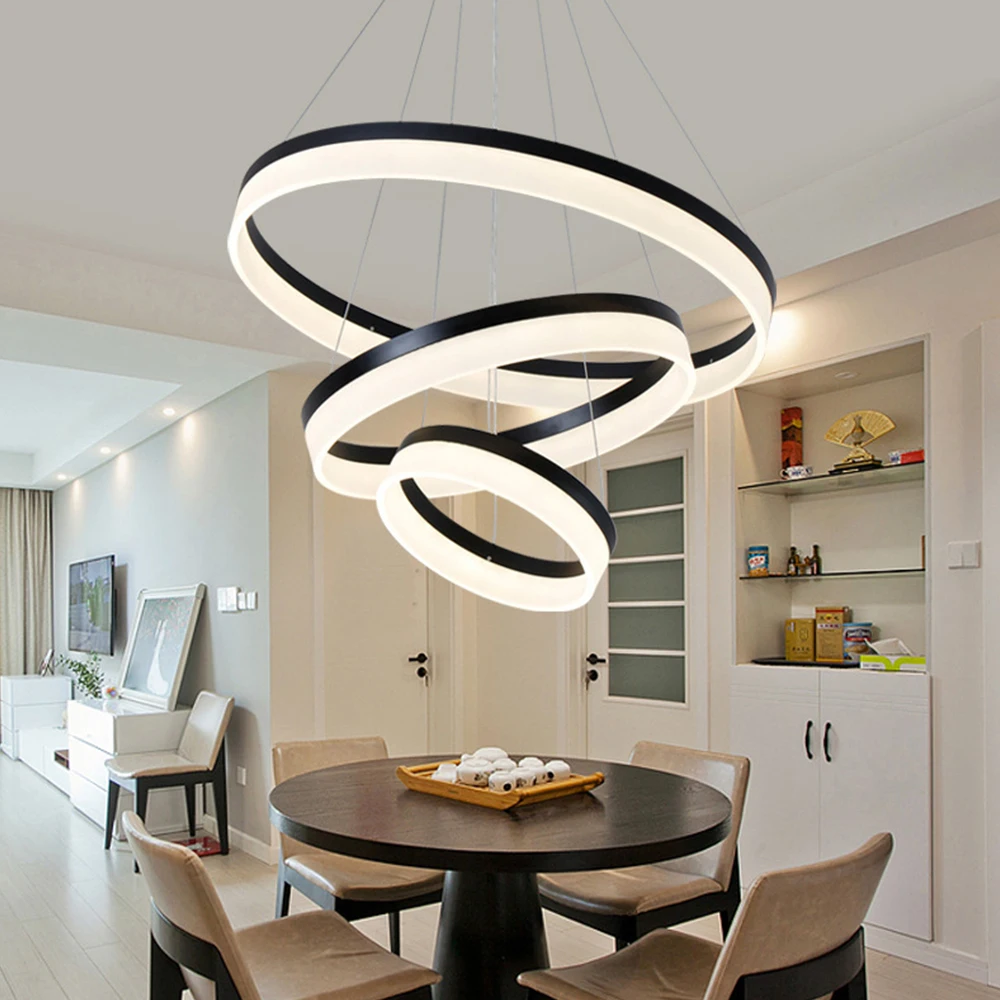 

Nordic Ring pendant lamp for restaurant Bar Living room lighting LED circle hanging lamp Stepless dimming steel wire fashion
