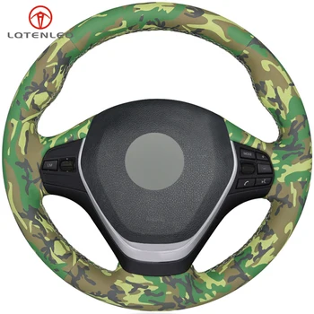 

LQTENLEO Camouflage Artificial Leather Car Steering Wheel Cover For BMW F20 F21 F22 F23 118i 120i 120d 218i 228i 420i 430i 435i