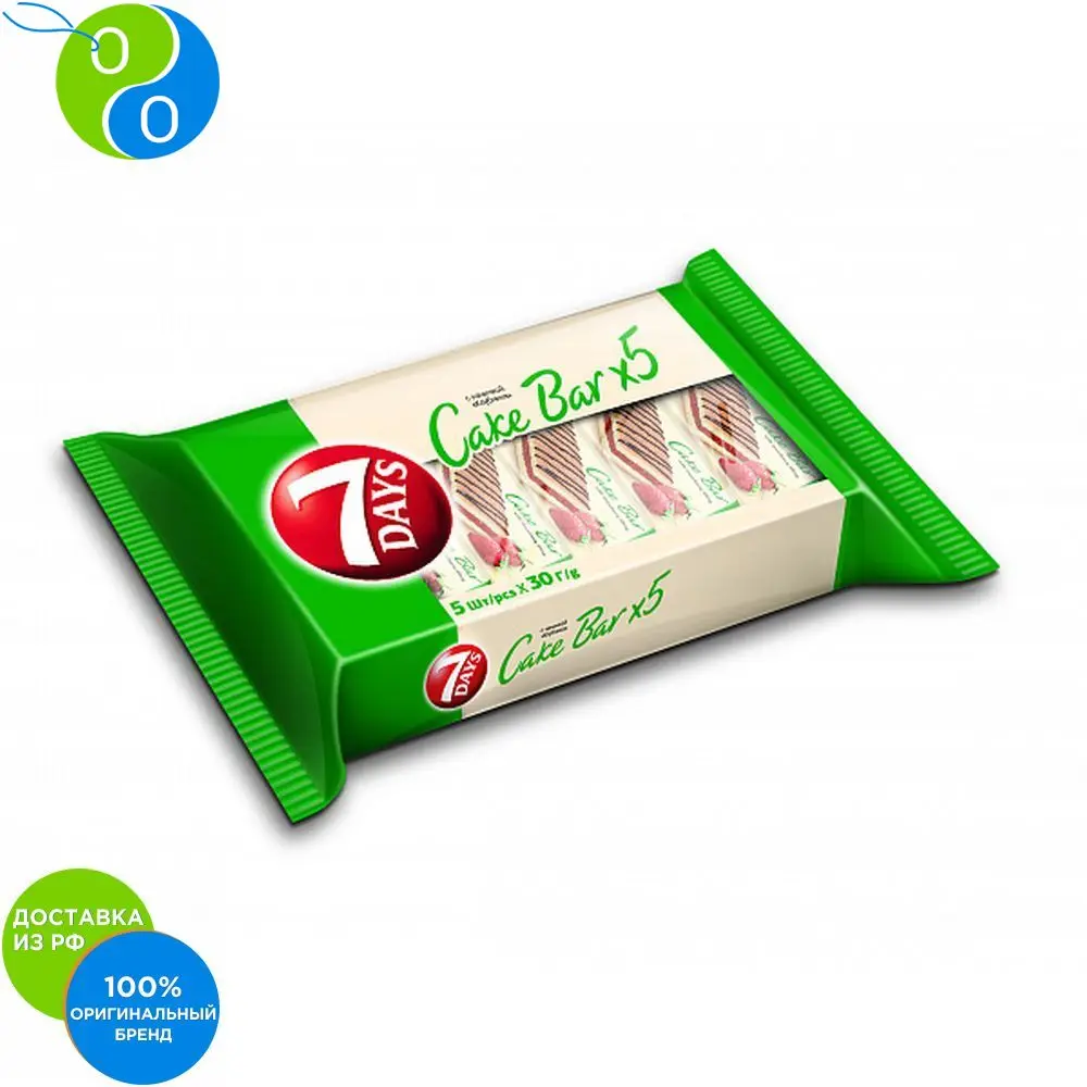 Пирожное бисквитное 7DAYS Cake Bar неглазированное с начинкой клубника 5*30г | Продукты