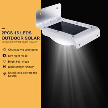 2 Pcs 16 Leds Outdoor Solar Motion Licht Energiebesparende Infrarood Sensor Muur Solar Lampen Voor Tuin Outdoor Yard Stap trap Gebruik 2 Pcs 16 Leds Outdoor Solar Motion Licht Energiebesparende Infrarood Sensor Muur Solar Lampen Voor Tuin Outdoor Yard Stap trap Gebruik