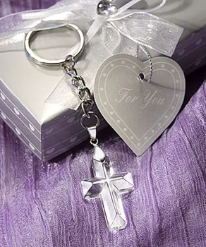 

20pcs/Lot Personalized Baby Shower Souvenirs Christening Gifts Religious Gifts Crystal Cross Keychain
