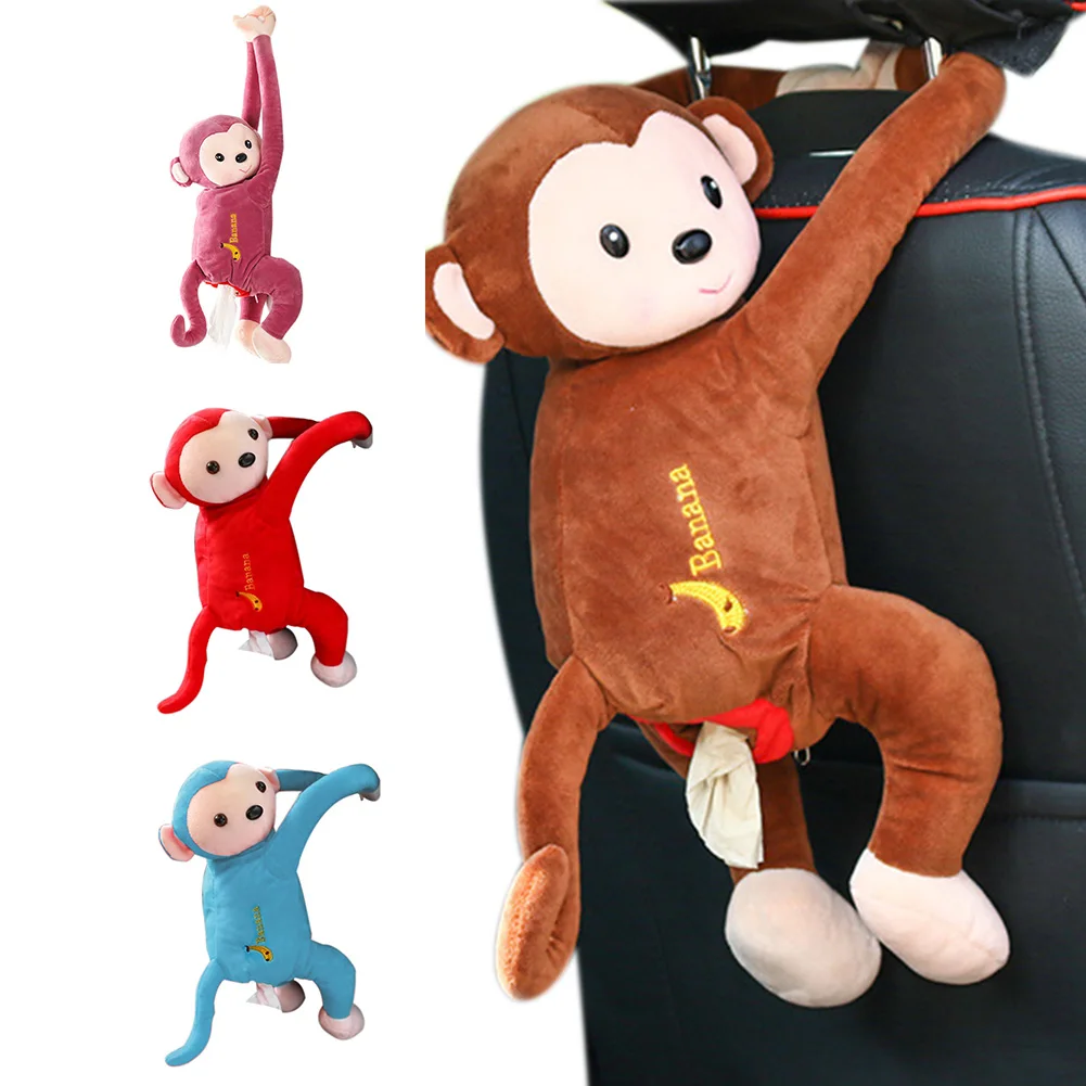

Cartoon Tissue Box Animal Monkey Car Hanging Paper Napkin Box Cover Holder Paper Organizer Tissue Boxes For Car And Home Use