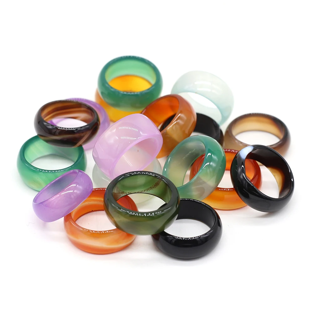 

4PCS Natural Stone Rings Fashion Quartz Couple Exquisite Personality For DIY Charm Jewelry Necklace Making Random Color 8-12mm