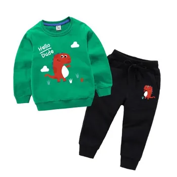 

New Baby Boy Girls Clothes Spring Cartoon Girl Clothing Set Long sleeves Leisure boys Swearshirt+ Pant 2pcs kids clothes set