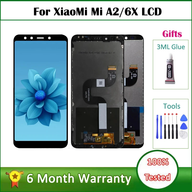 

Screen for Xiaomi Mi A2 M1804D2SG M1804D2SI Lcd Display Touch Screen Digitizer Assembly with Frame for Xiaomi Mi 6X Replacement
