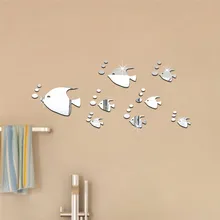 Тропическая рыба 3D стены фон наклейки стены семья отель ванная комната украшение дома зеркало стены стикеры s для детской комнаты