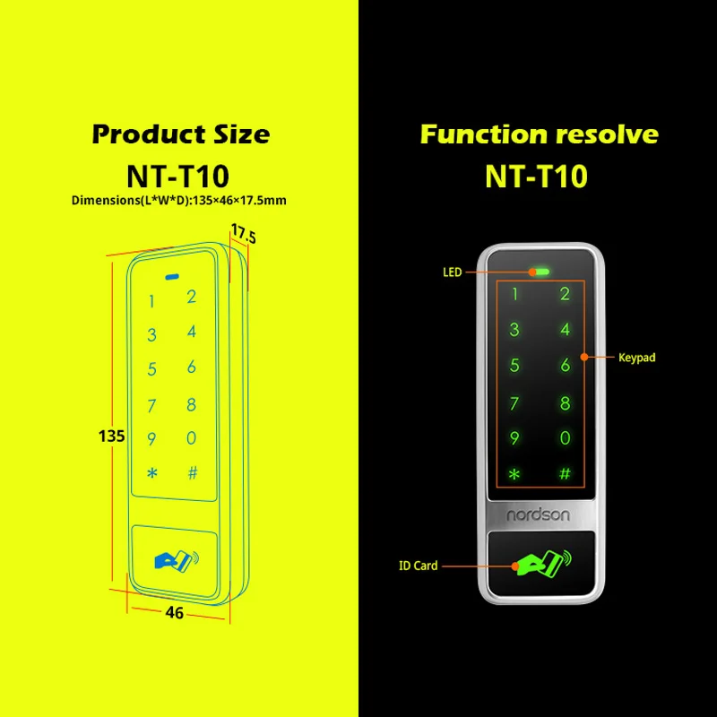 Nordson RFID сенсорный экран металлический Автономный контроллер доступа Водонепроницаемый Wiegand Ouput цифровая клавиатура и кардридер