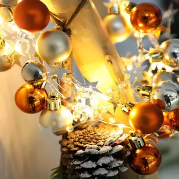 

LumiParty 20LEDs 2M Orange Yellow Gold Round Ball Bell Christmas String Light for Home Party Christmas Festival Decor
