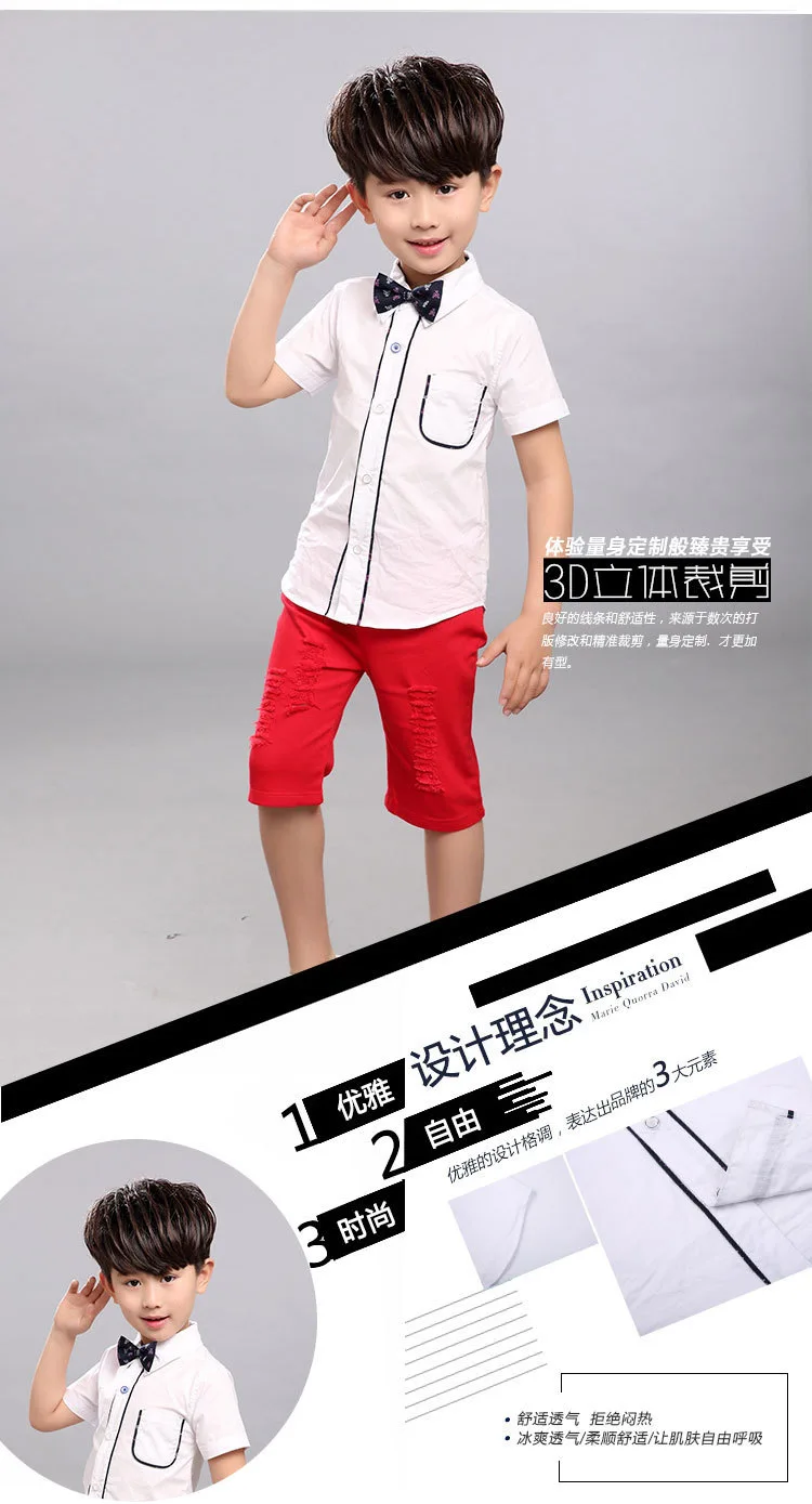 Стиль, летняя рубашка с короткими рукавами в Корейском стиле, детское модное платье, рубашка
