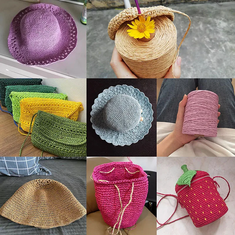 2mm Natural Raffia Straw Yarn knitting yarn knitting wool yarn crochet yarn cotton yarn cotton knitting yarn wool yarn cotton wool yarn raffia straw yarn Summer Hand Knit Crochet Hat HandBag Cushion Baskets Knitting Material 280M/roll