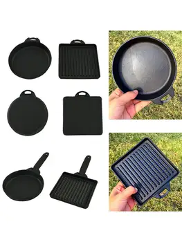 

1 Set Grill Pan Durable BBQ Pans Black Griddle Plate For Kitchen Outdoor Barbecue Camping Cooking Tools Barbecue Accessories Pan