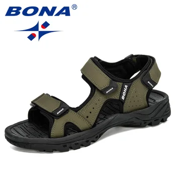 BONA-حذاء جلد سهل الارتداء للرجال ، أحذية صيفية مريحة وعصرية للشاطئ ، 2020 1