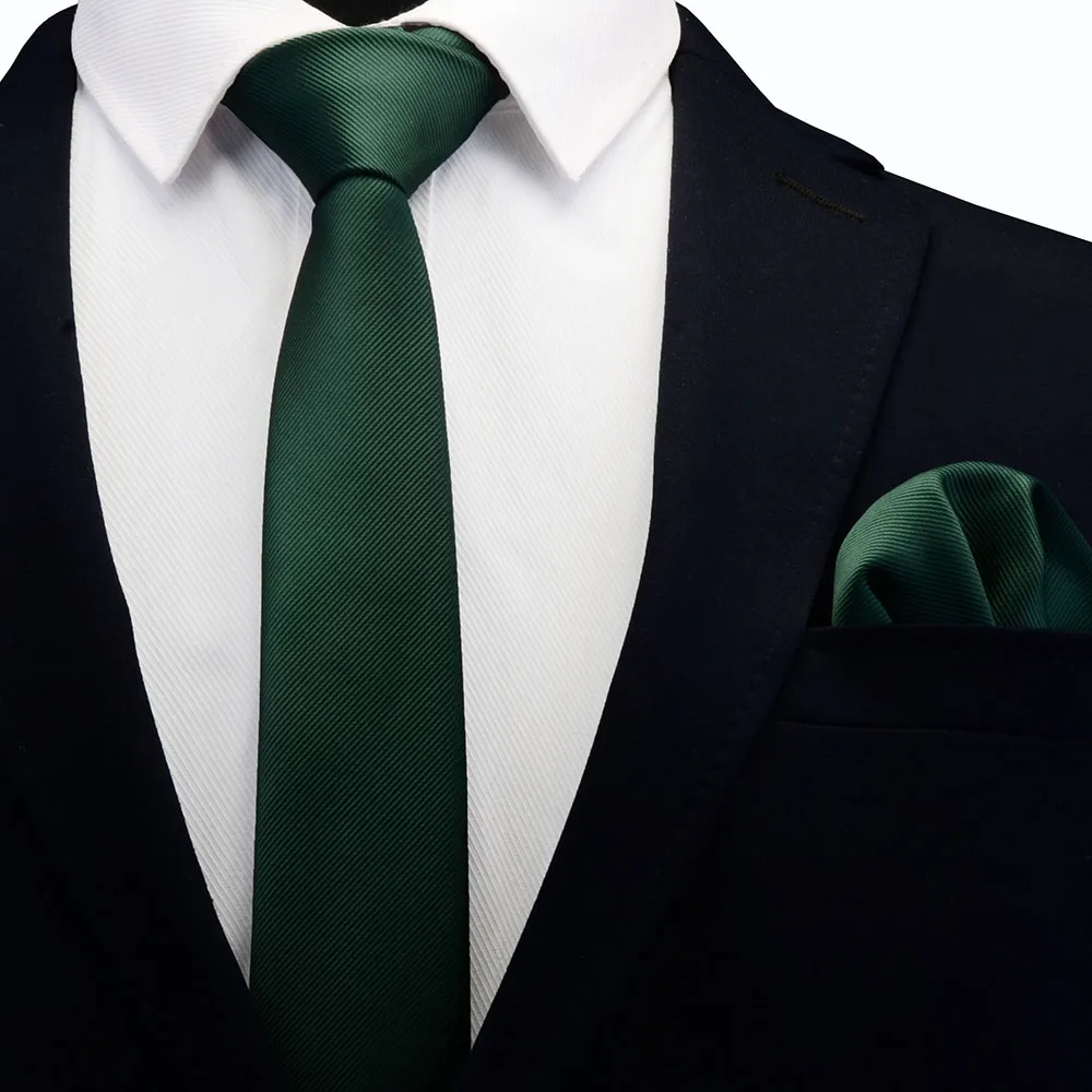 Ricnais Solid Casual 6cm Slim Tie Set For Mens Wedding Dress Red Green Plaid Silk Pocket Square Necktie Sets Suit Business Ties |